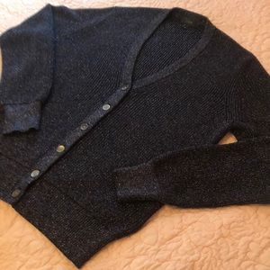J CREW Navy Lurex V Neck Cardigan